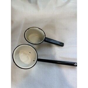 VINTAGE ENAMELWARE  KITCHEN 8 inch 5 inch handle decor pieces Cottagecore
